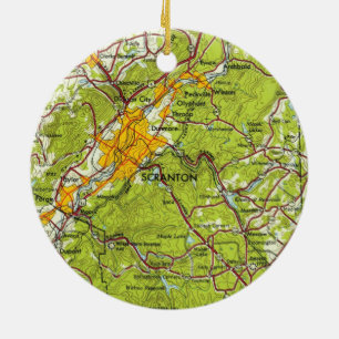 Adorno De Cerámica Scranton PA Vintage Map