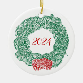 Adorno De Cerámica Scribbleprints Wreath - Blanco, en rojo