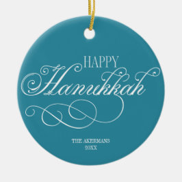 Adorno De Cerámica Script Happy Hanukkah Holiday