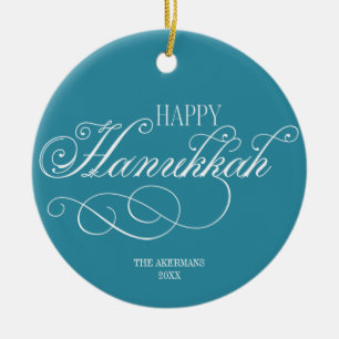 Adorno De Cerámica Script Happy Hanukkah Holiday