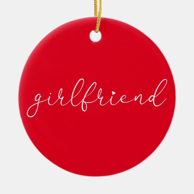 Adorno De Cerámica Script Love Heart Girlfriend Definition (Frente)