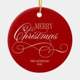 Adorno De Cerámica Script Merry Christmas