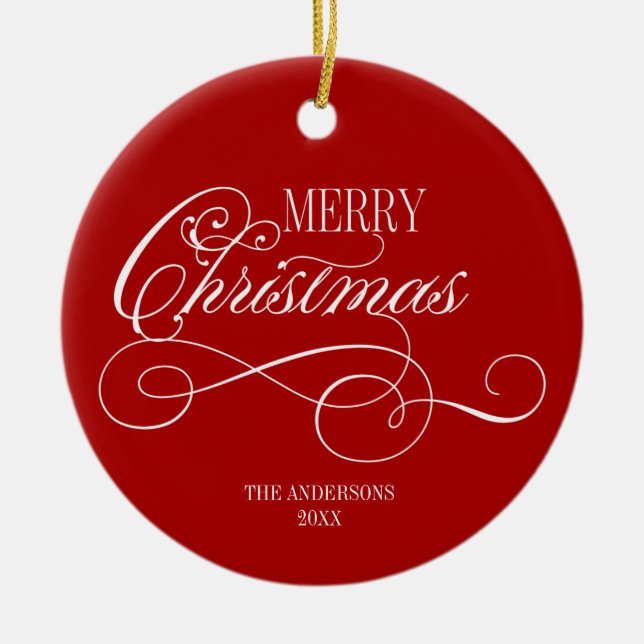Adorno De Cerámica Script Merry Christmas (Frente)