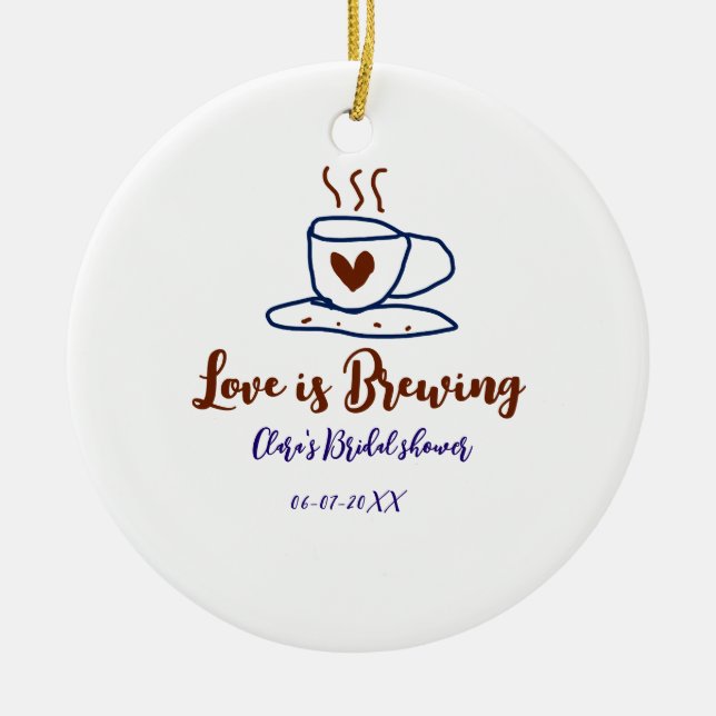 Adorno De Cerámica Se avecina el amor bridal shower marrón azul añadi (Frente)