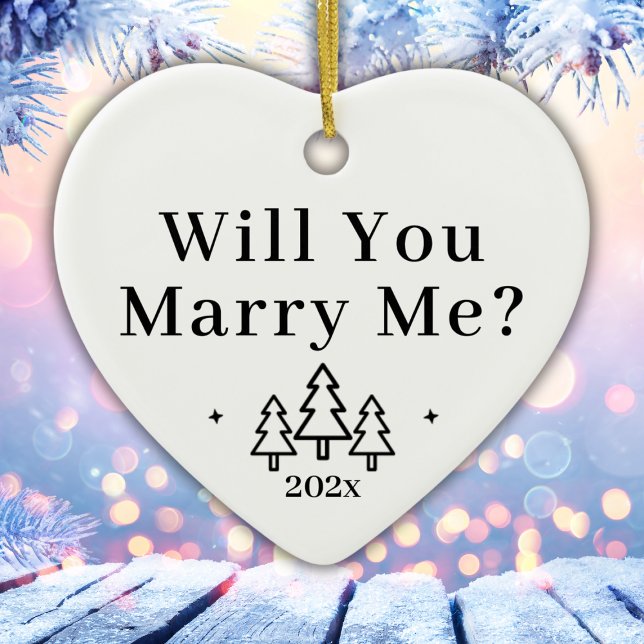 Adorno De Cerámica ¿Se Casará Conmigo? Propuesta De Boda De Invierno (Will You Marry Me Winter Wedding Proposal Ceramic Ornament
)