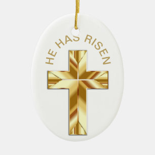 Adorno De Cerámica Se ha vuelto religioso blanco en la Pascua de Oro