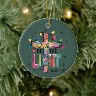 Adorno De Cerámica Sé la Luz Navidad Cruz Cristiana Xmas Biblia 
