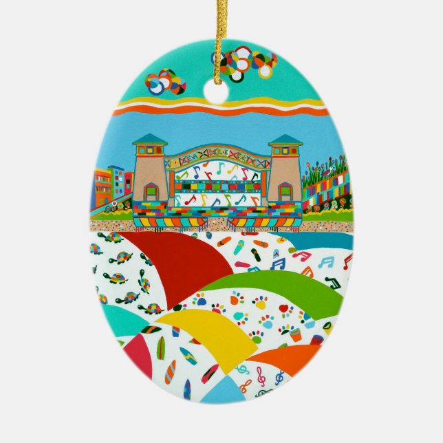Adorno De Cerámica Sea Isle Band Shell Ceramic Oval Ornament (Frente)