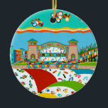 Adorno De Cerámica Sea Isle Band Shell Round Ceramic Ornament<br><div class="desc">Sea Isle City Circle Christmas ornament that includes the Sea Isle Band Shell, music notes, film strip, seagulls, flip flops and more! Perfect birthday gift, Christmas gift or stocking stuffer for anyone that lives in or loves the fun resort town of Sea Isle City, New Jersey! Ornament was from local...</div>