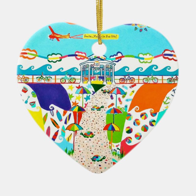Adorno De Cerámica Sea Isle City, NJ Heart Ornament (Frente)