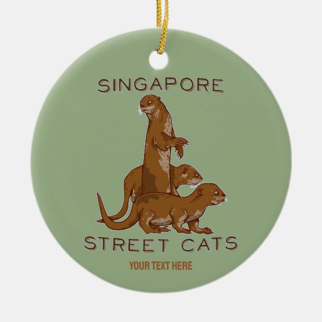 Adorno De Cerámica Sea Otter Singapore Street Cats (Frente)