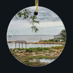 Adorno De Cerámica Sea view Beach Madison, Connecticut Ornament<br><div class="desc">Velero en Long Island Sound,  Madison,  Connecticut. Playa con vistas al mar. Verano</div>
