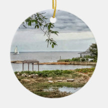 Sea view Beach Madison, Connecticut Ornament