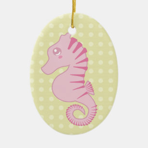 Adorno De Cerámica Seahorse rosado lindo