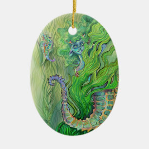 Adorno De Cerámica Seahorse Whisperer Mermaid