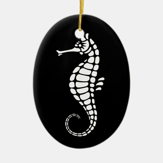 Adorno De Cerámica Seahorse White (Frente)