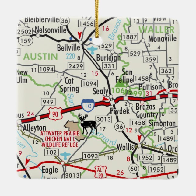 Adorno De Cerámica Sealy TX Road Map (Reverso)