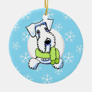 Adorno De Cerámica Sealyham Terrier lo dejó nevar