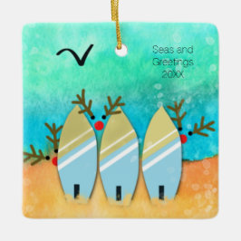 Adorno De Cerámica Seas and Greetings Beach Christmas with Rudolph