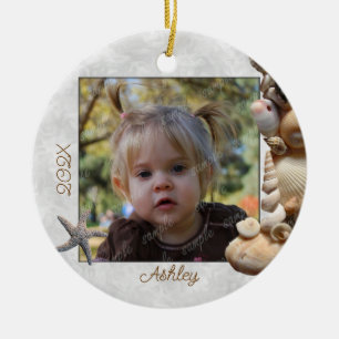 Adorno De Cerámica Seashell Frame Photo Ornament