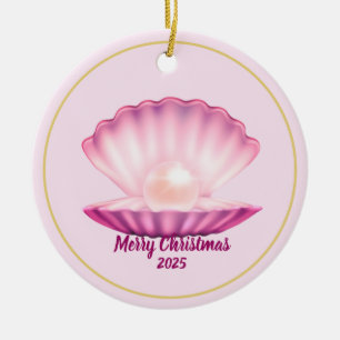Adorno De Cerámica Seashell Pearl navidades
