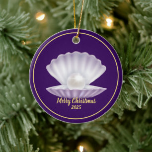 Adorno De Cerámica Seashell Pearl navidades