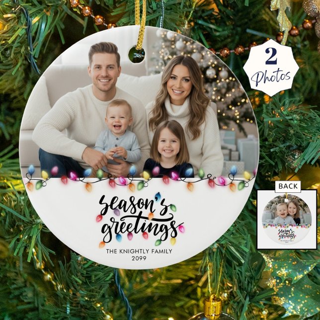 Adorno De Cerámica Seasons Greetings 2 PhotoS Navidades Nombre de Luc (Subido por el creador)