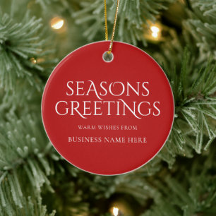 Adorno De Cerámica Seasons Greetings Red Modern Logo Business