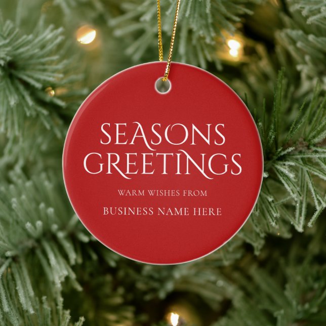 Adorno De Cerámica Seasons Greetings Red Modern Logo Business (Árbol)