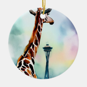 Adorno De Cerámica Seattle Giraffe Ornament