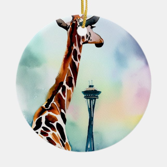 Adorno De Cerámica Seattle Giraffe Ornament (Frente)