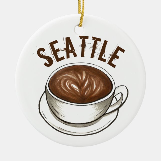 Adorno De Cerámica Seattle WA Washington Coffee Cup Latte (Frente)
