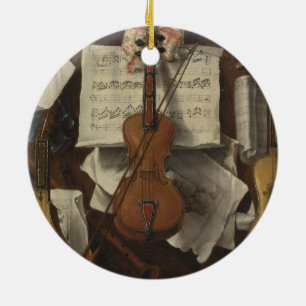 Adorno De Cerámica Sebastiano Lazzari Trompe - Violín y notas musical