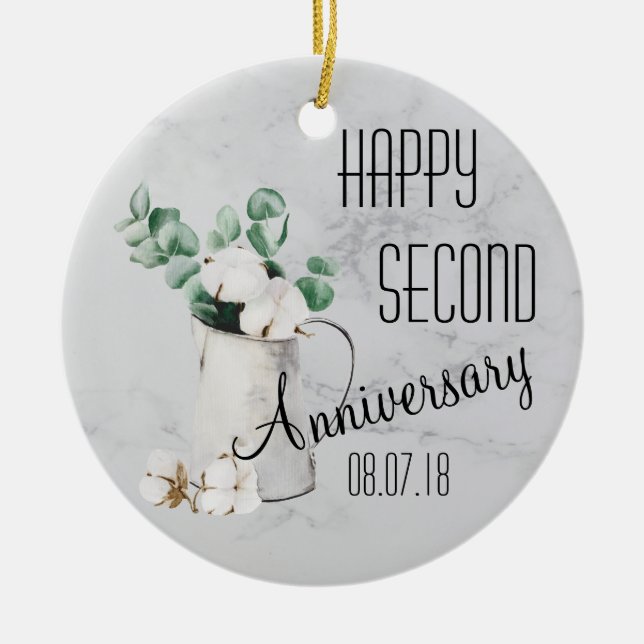 Adorno De Cerámica Second Anniversary Porcelain Ornament (Frente)