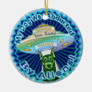 Adorno De Cerámica Secuestro de perro alienígena en nave espacial