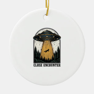 Adorno De Cerámica Secuestro del bosque alienígena grabado vintage de