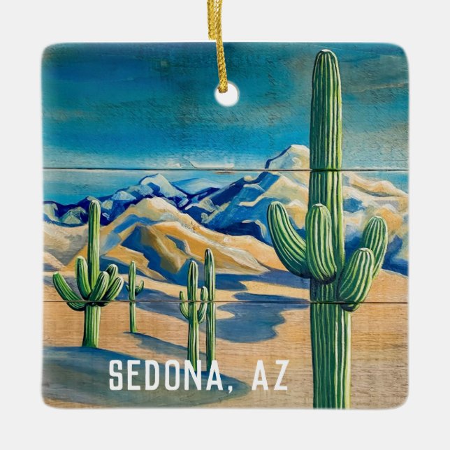 Adorno De Cerámica Sedona, Navidades del desierto de AZ (Anverso)