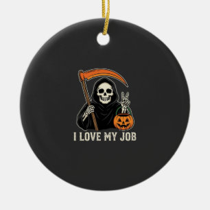 Adorno De Cerámica Segador I Love My Job Diseño de Halloween