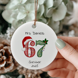 Adorno De Cerámica Seis Siete 6 7 Superviviente Divertida Navidad