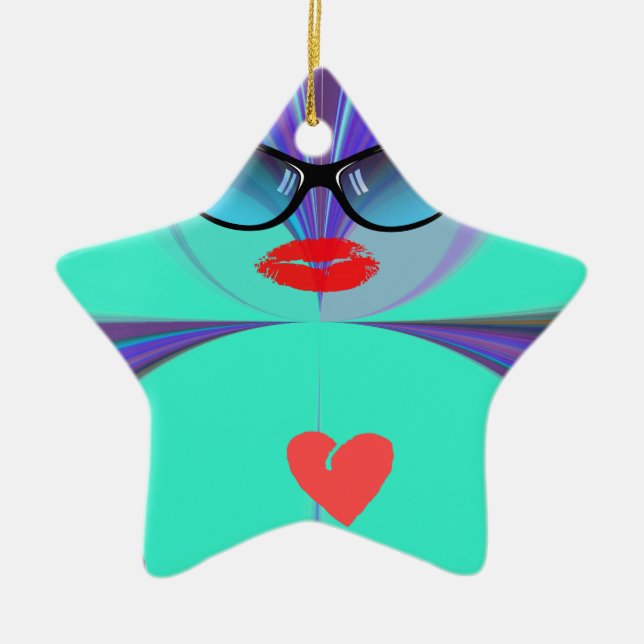 Adorno De Cerámica Selfi del corazón (Frente)