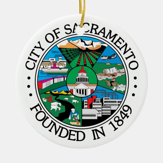 Adorno De Cerámica Sello de la ciudad de Sacramento (Frente)