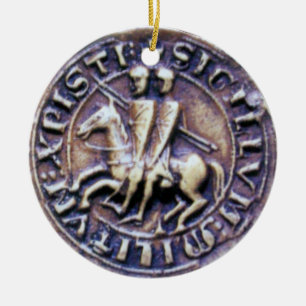 Adorno De Cerámica SELLO DE LA PLANTILLA DE KNIGHTS MONOGRAM Gem azul