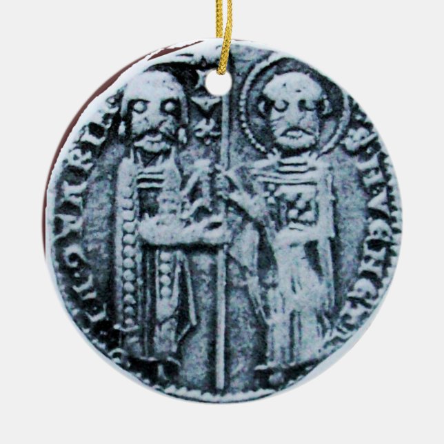 Adorno De Cerámica SELLO DE LA PLANTILLA DE KNIGHTS MONOGRAM Gem púrp (Frente)