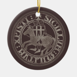 Adorno De Cerámica Sello de los Caballeros Templarios Dos Caballeros 
