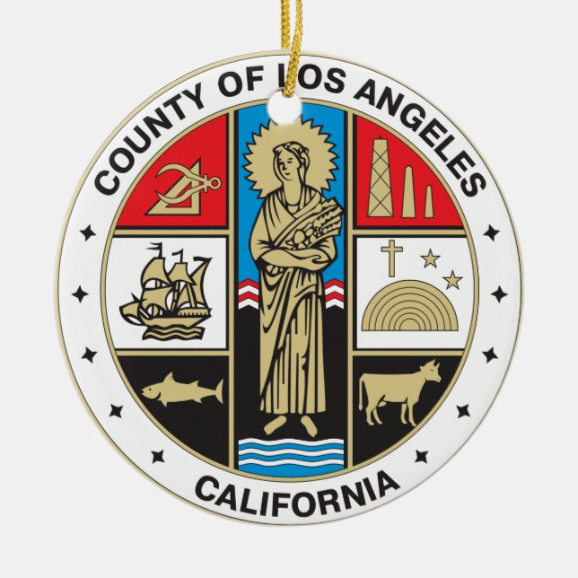 Adorno De Cerámica Sello del condado de Los Ángeles (Frente)