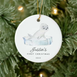 Adorno De Cerámica Sello del primer Navidad del bebé