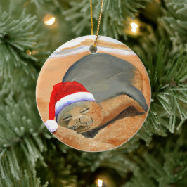 Adorno De Cerámica Sello monje Mele Kalikimaka