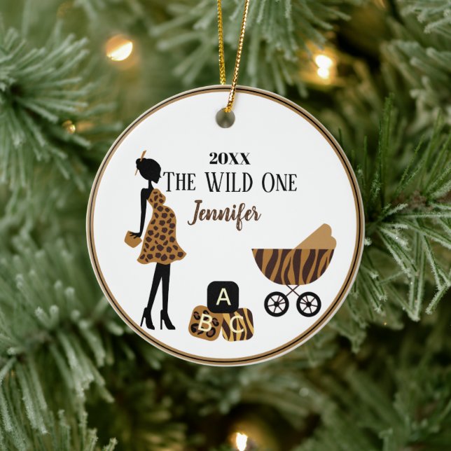 Adorno De Cerámica Selva ornamenta de mamá embarazada personalizada (Árbol)