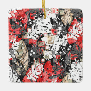 Adorno De Cerámica Selva tropical sin foco hojas exóticas monstruos b