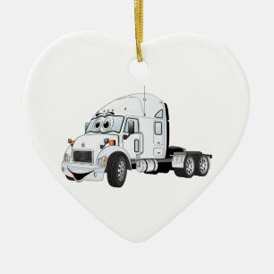 Adorno De Cerámica Semi Truck Cab White